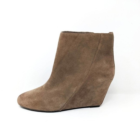 Vince Camuto Shoes - Vince Camuto Womens 10 Melisi Leather Brown Suede Wedge Zip Ankle Booties Boots